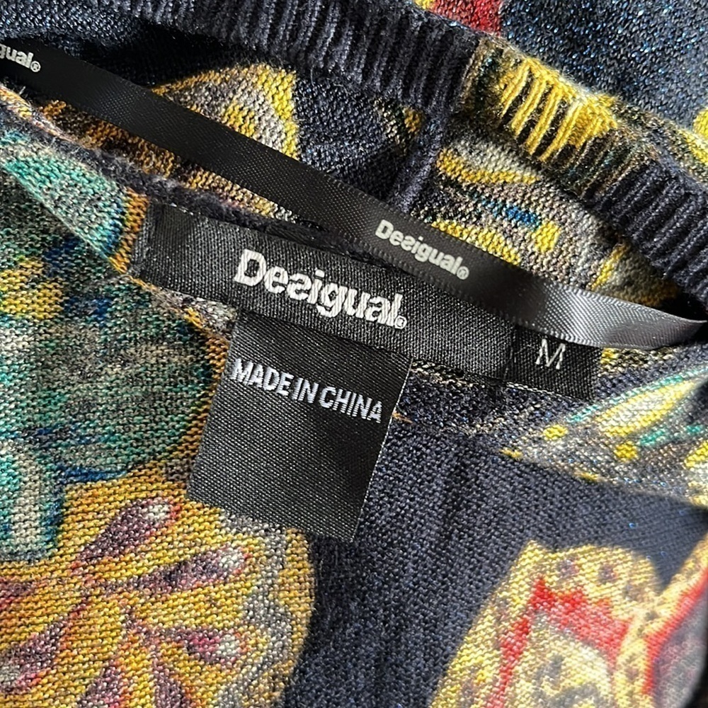 Desigual Black Cowl Neck Sweater with Metallic Shimmer, Gem and Zipper Details - Picture 9 of 12